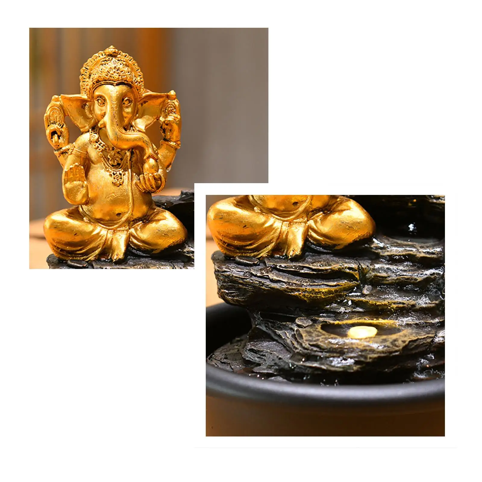Small Tabletop Fountain Buddha Statue Decorarive Feng Shui Ornaments Waterfall Fountain for Garden Indoor Yard Bedroom Ornaments