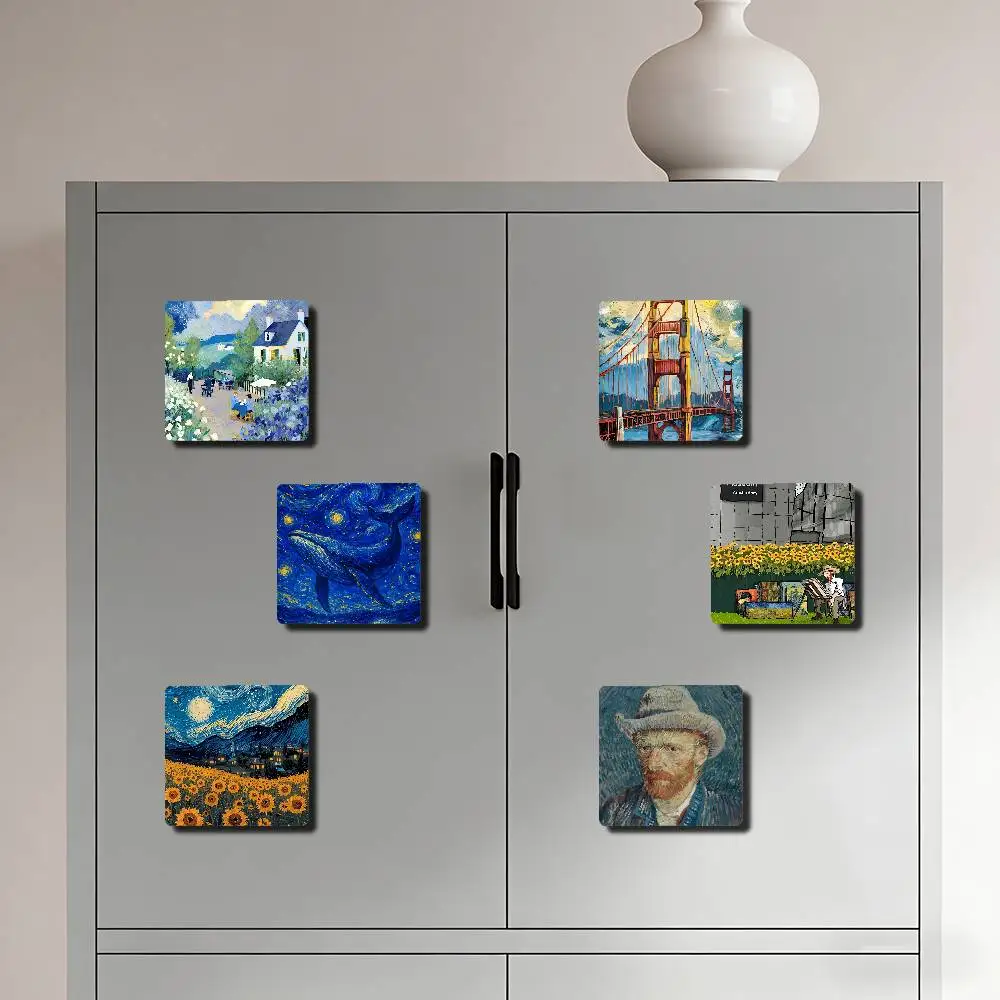 Van Gogh Oil Painting Refrigerator Magnet Creative Kitchen Home Decoration Soft Magnetic Decor Festival Gifts Multi Scene Use