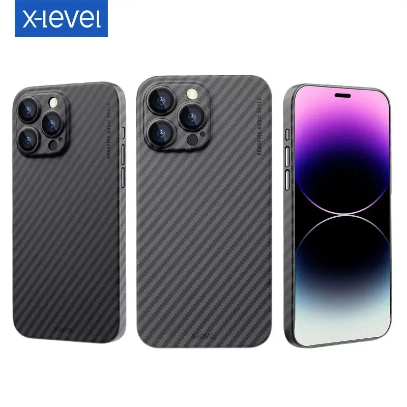 For iPhone 15 14 13 Pro Max Case X-Level Luxury Ultra Thin Nanofiber Slim Protective Cover for iPhone 15 Pro чехол