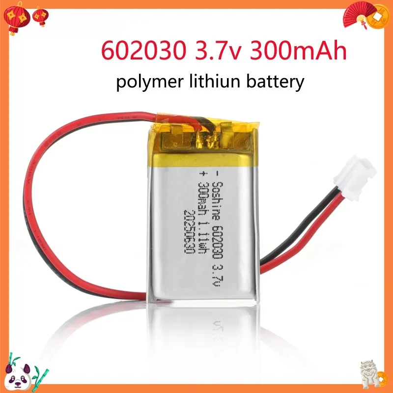 

Soshine 602030 300mAh Lithium Rechargeable Battery 3.7V Li-ion Polymer Battery for Bluetooth Headset Speaker Monitor Self-Timer