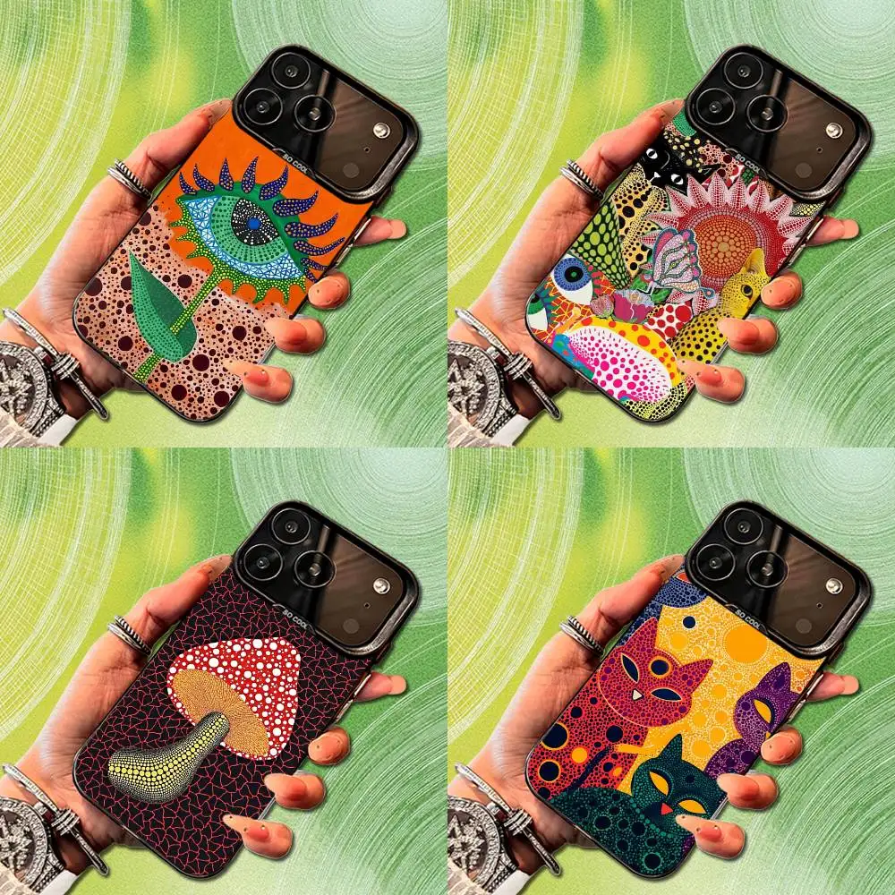 

Abstract Y-Yayoi Art K-Kusama Phone Case For iPhone 14,17,13,12,11,16,15,Mini,Pro,SE,XS,MAX,Black Matte Silicone Cover
