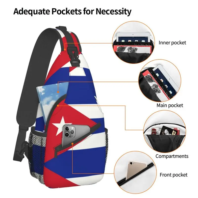 Flag Of Cuba Sling Chest Bag Custom Cuban Patriotic Shoulder Crossbody Backpack for Men Traveling Daypack