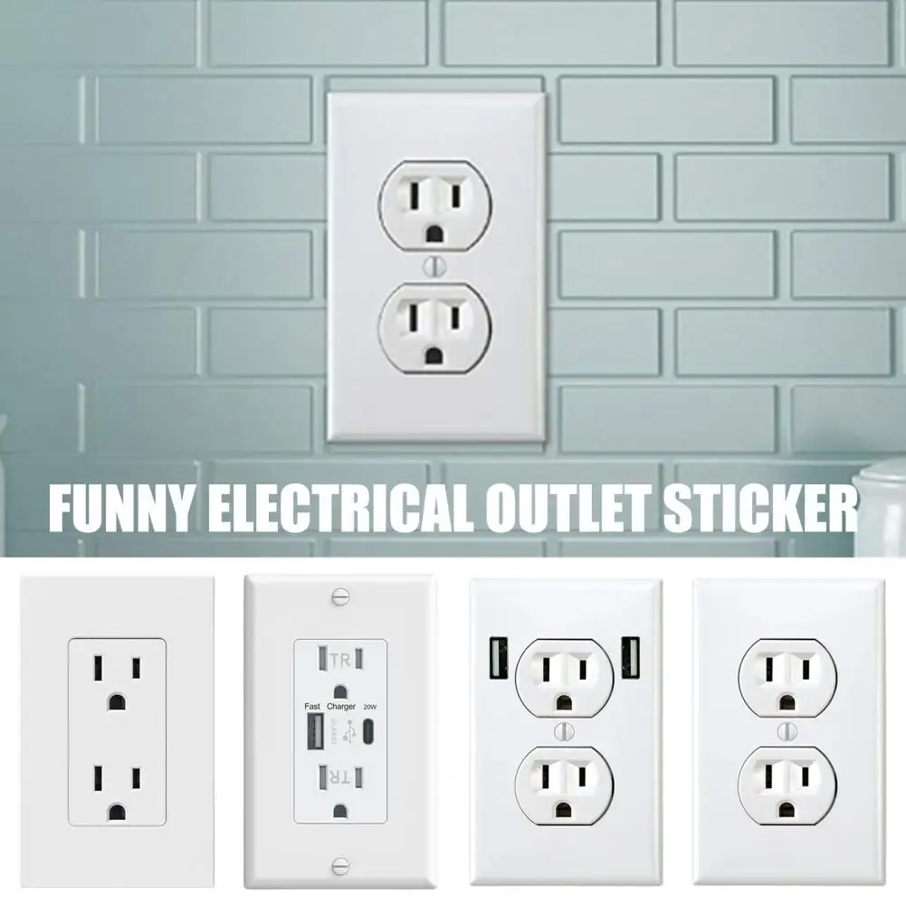 

4Pcs Hilarious Joke Prank Electric Outlet Sticker Power Outlet Decals Light Plugs Switches Decal Wall Stickers Home Decorative
