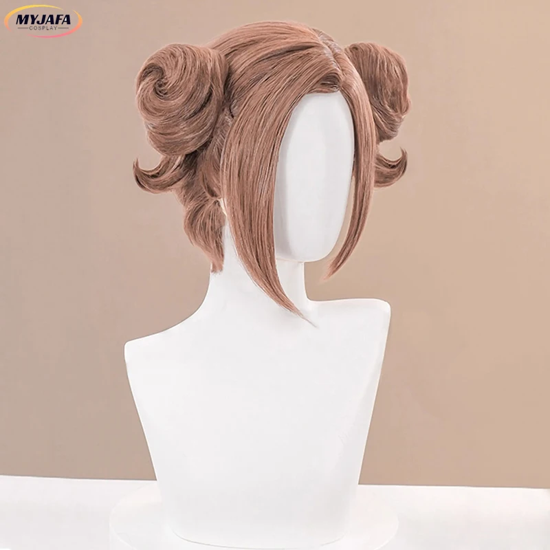 Hochwertige Komatsu Nana Cosplay Perücke Anime NANA Perücke braun kurz mit Dutts hitzebeständige Kunsthaarperücken + Perückenkappe