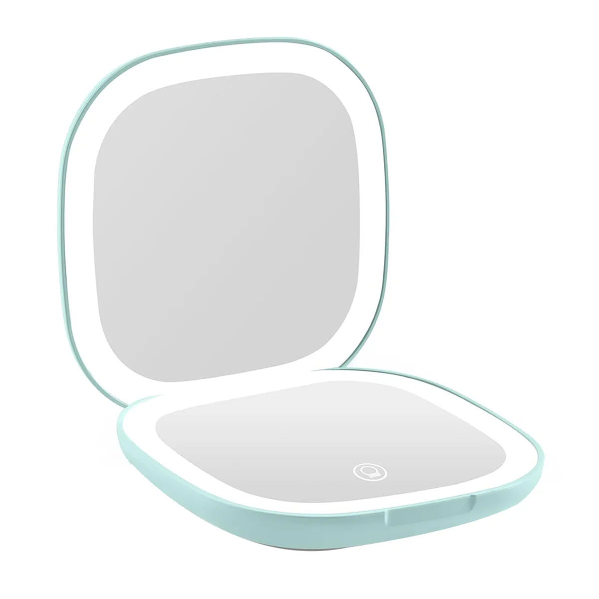 Pocket Magnifying Makeup Mirror with LED Light 3.5 Inches 10X Magnification Double Sided Rechargeable Touch Screen Green