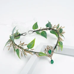 Flower Crown For Women Girls Flower Headband Green Leaf Headpiece Bohemian Festival Wedding Hair Wreath Photo Props Headwear
