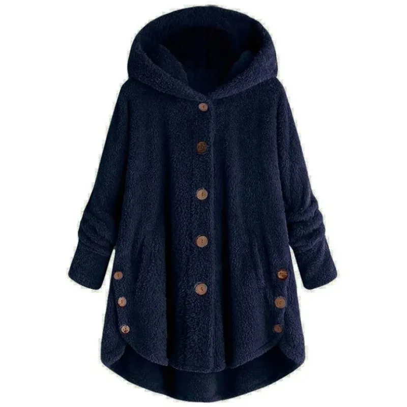 Solide Mantel für Frauen Warme Schöne Bär Plüsch Mantel Wolle Jacke Weibliche Mit Kapuze Jacke Herbst Winter frauen Mantel