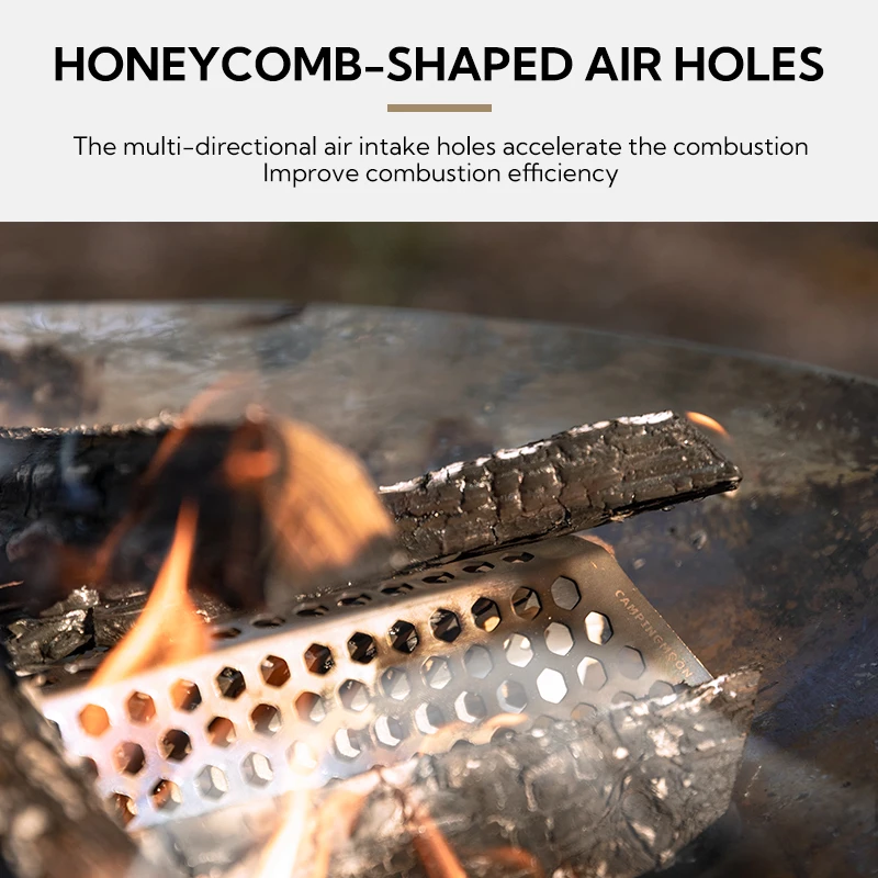CAMPINGMOON جديد وصول A4-CS/A4-CM ثقب الهواء شواء اكسسوارات التخييم والعتاد قابلة لإعادة الاستخدام المعادن الحطب الفولاذ المقاوم للصدأ