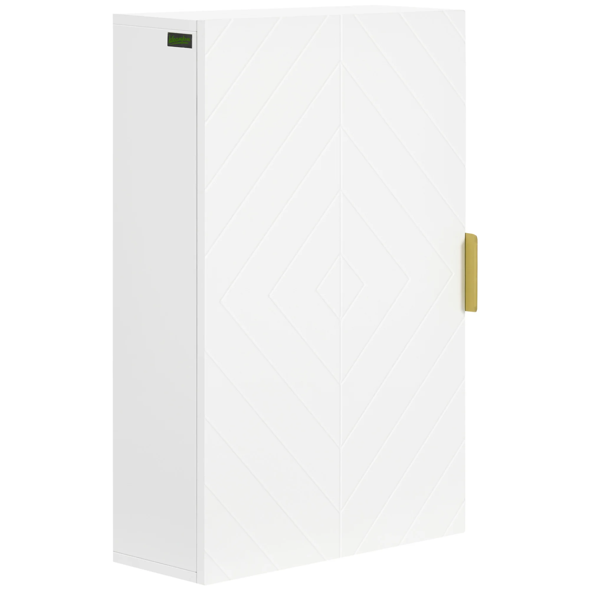 Kleankin modern wall bathroom cabinet with 1 steel handle 40x15x60cm White