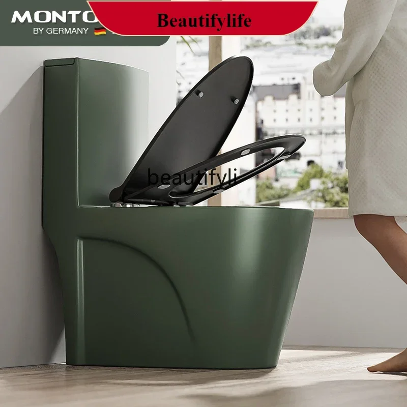 

F185 Big pipe green toilet creative household one-piece personalized color toilet siphon silent toilet