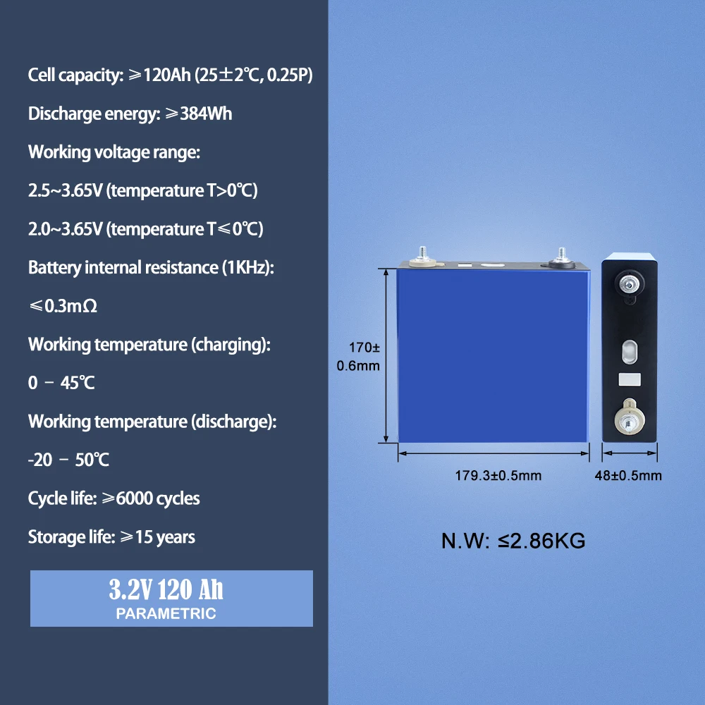 Grade A 3.2V 120ah/280ah LiFePO4 Rechargeable Battery DIY 4S 16S 12V 48V for Golf Cart Boat Solar System EU/Ukraine NO TAX