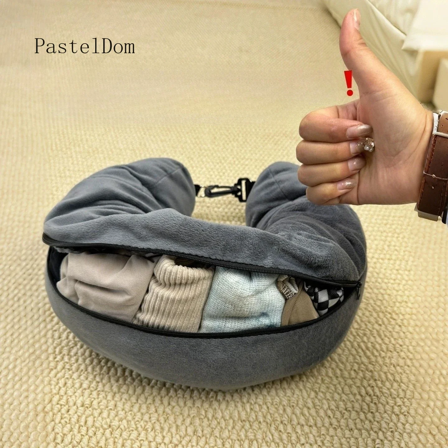 U-Shaped Pillow Storage Bag, Travel Portable Empty Bag for Stuffed Clothes, Long Distance Airplane Use