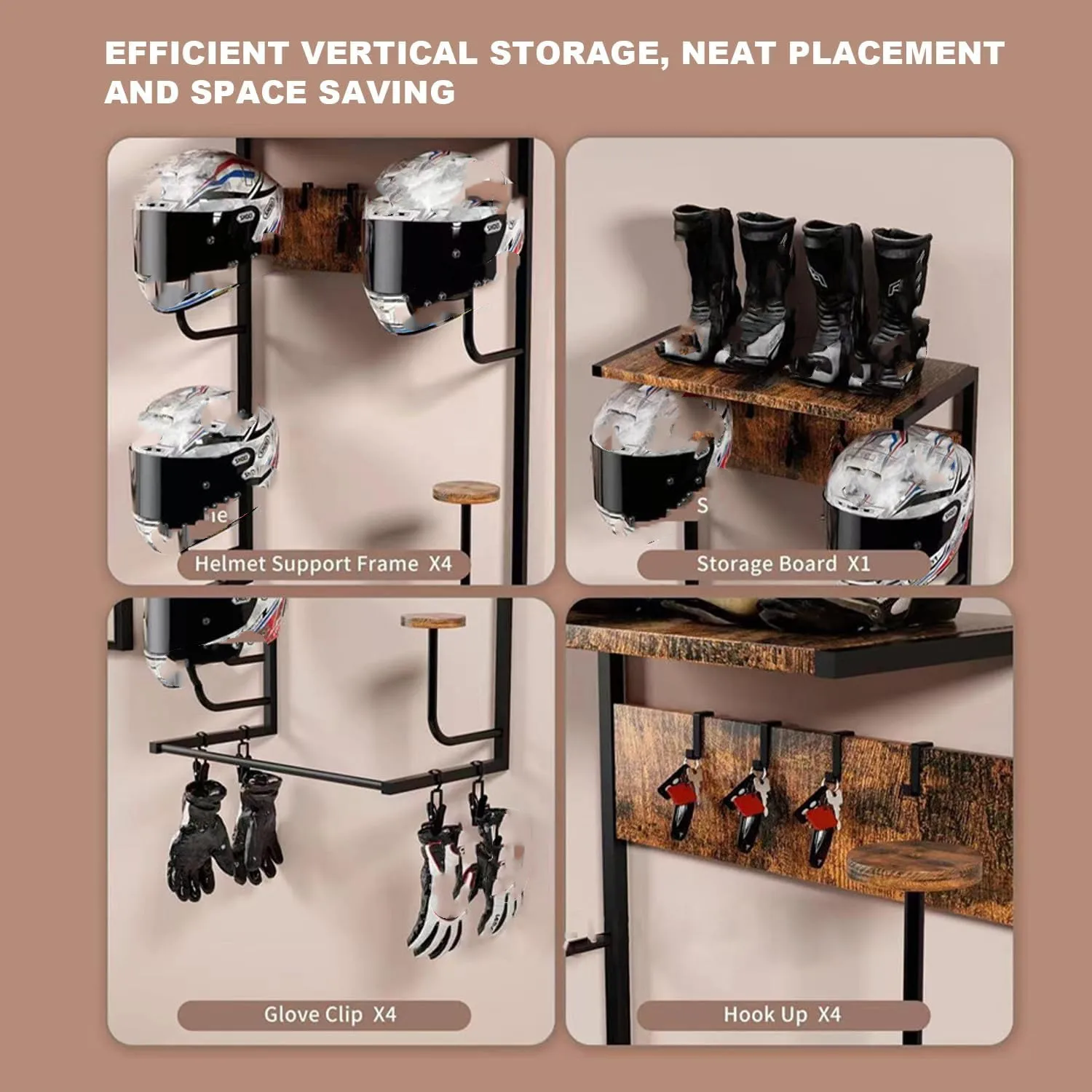 1Pcs Holz Motorrad Helm Rack Wand Montiert Motorrad Helm Display Rack Holz Motorrad Leder Ausrüstung Rack
