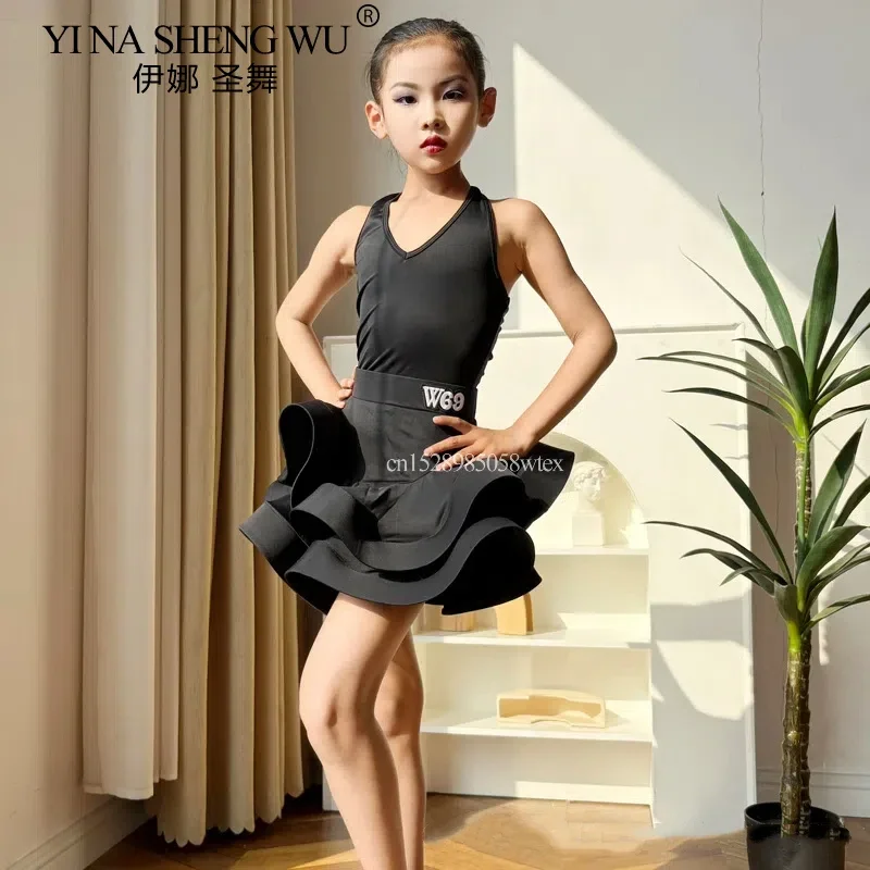 Abito da pratica di danza latina per bambini, abito da competizione professionale per tango di danza latina, abito da pratica di danza per ragazze