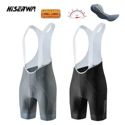 HISERWA Men Cycling Bib Shorts 7 Horus Pro Elastic Interface Pad High Quality Classic Black/Grey Cycling Shorts MTB Bike Tights