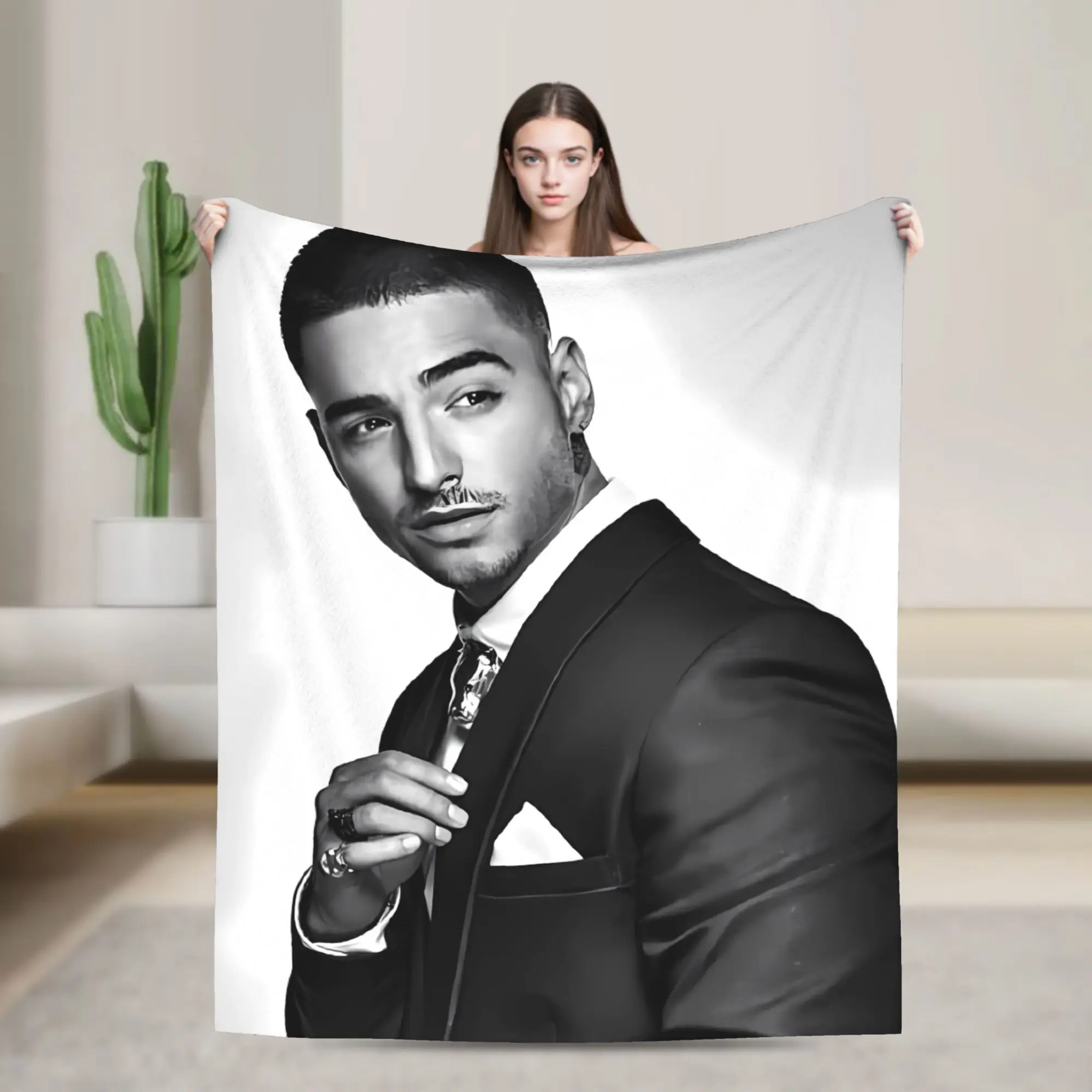 Soft Blanket Camping Maluma Rapper Printed Bedding Throws  Flannel Bedspread For Couch Chair Graphic Sofa Bed Cover