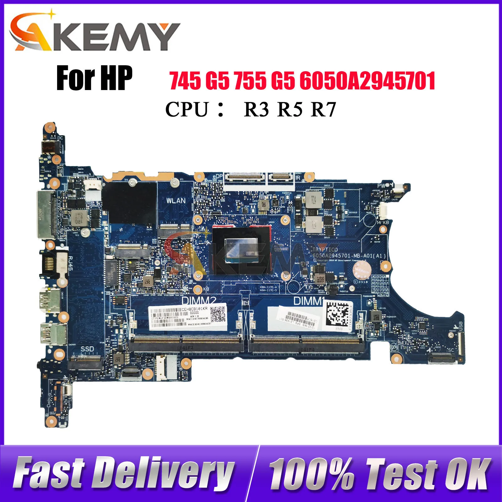 

6050A2945701 для ноутбука HP EliteBook 745 G5 755 G5, материнская плата L21936-001 L21937-001 с процессором R3 R5 R7 DDR4, 100% полностью протестирована