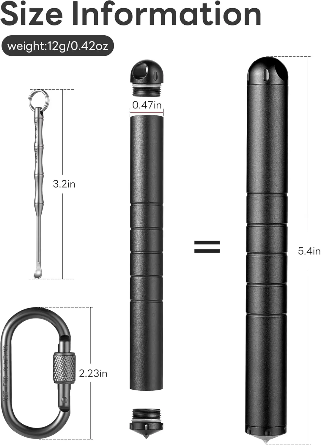 

ravel Pill Container Tube,Keychain Pill Holder with Carabiner Clip,Metal Portable Pill Bottle Box Case with Mini Spoon
