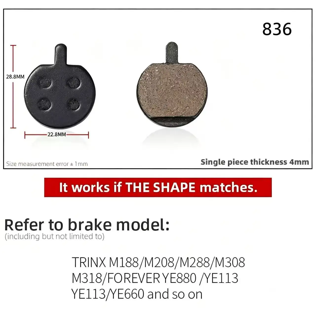 1 Pair of Mountain Bike Hydraulic Disc Resin Brake Pads, Suitable For Shimano SRAM AVI Hayes Magura Parts - view 6
