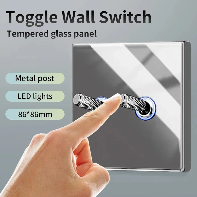 

Greay Tempered Glass Work Driving Arm Wall Light Switch Led Indicator Light EU UK Standard 1/2/3/4gang Bedroom Usb Switch Socket