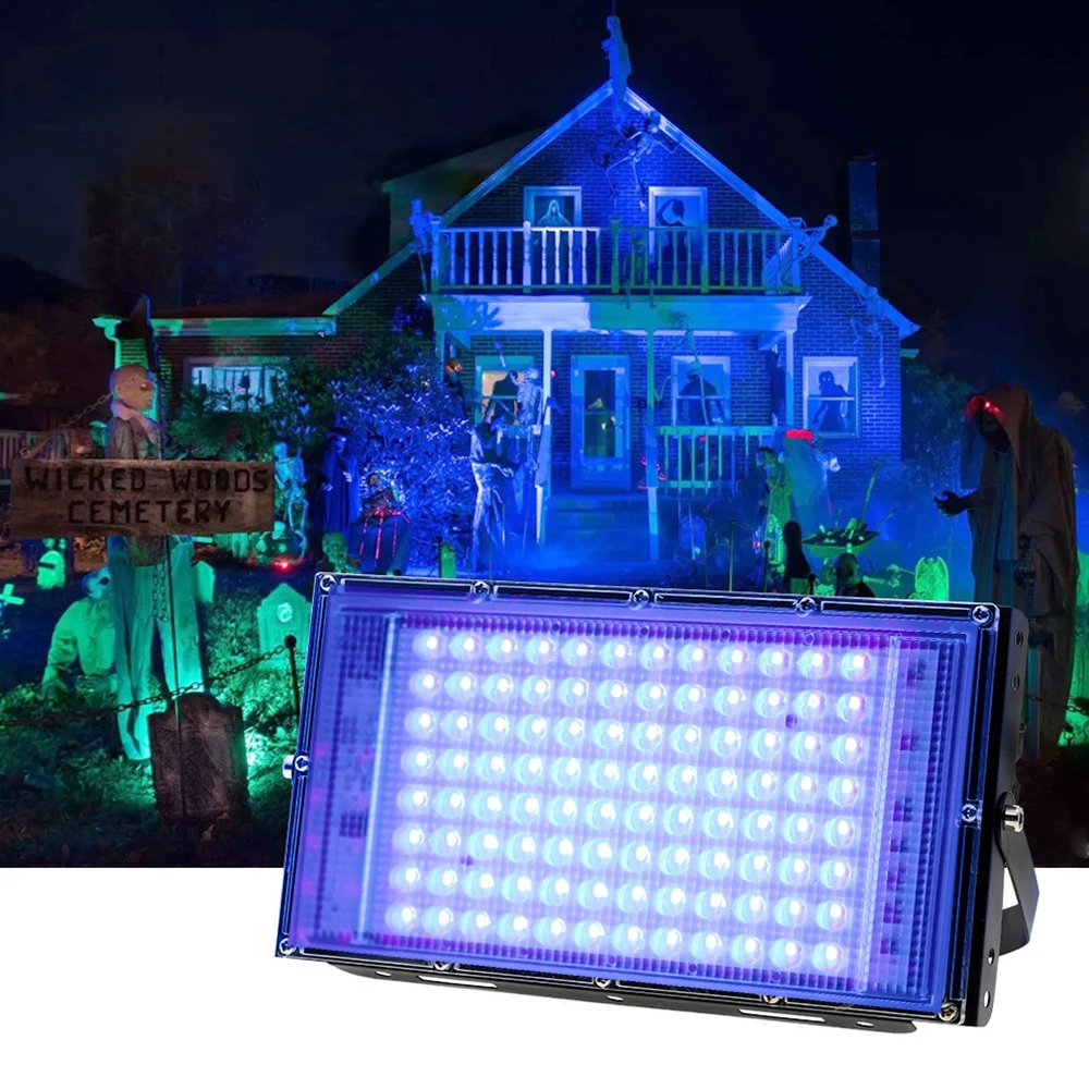 395nm 400nm Led UV Floodlight 110V Ultraviolet Stage Lamp 50W 100W LED Stage Blacklight Waterproof Disco Party Stage Backlight