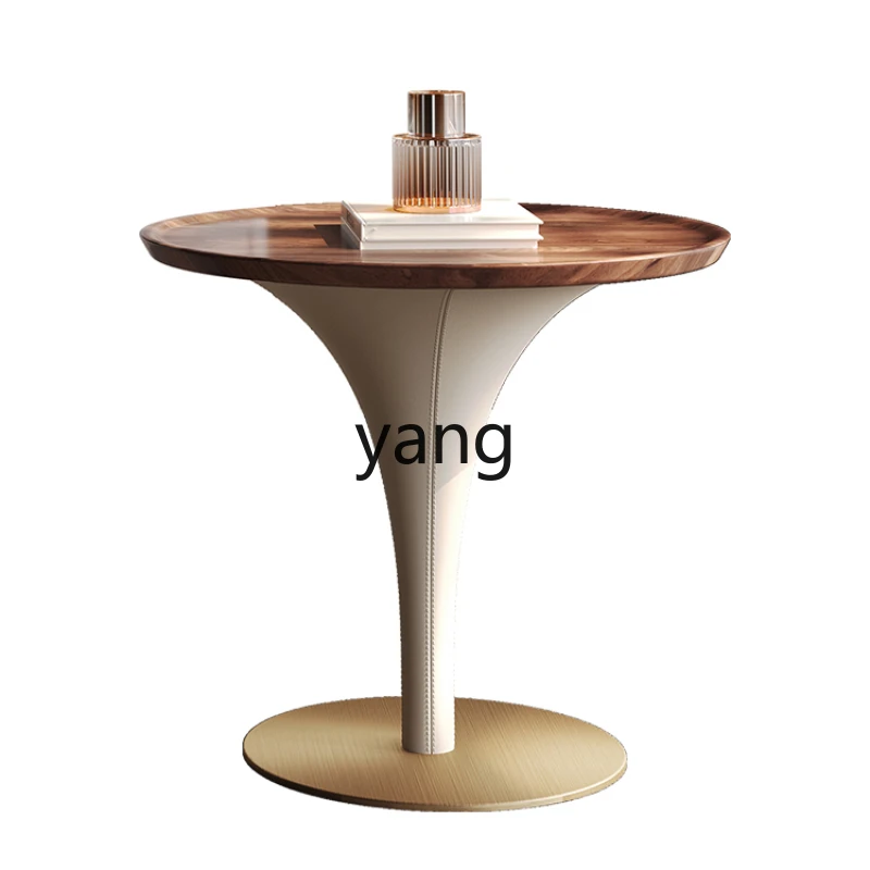 

Yjq Minimalist Marble Corner Table Living Room Black Walnut Solid Wood Designer Balcony Modern Light Luxury