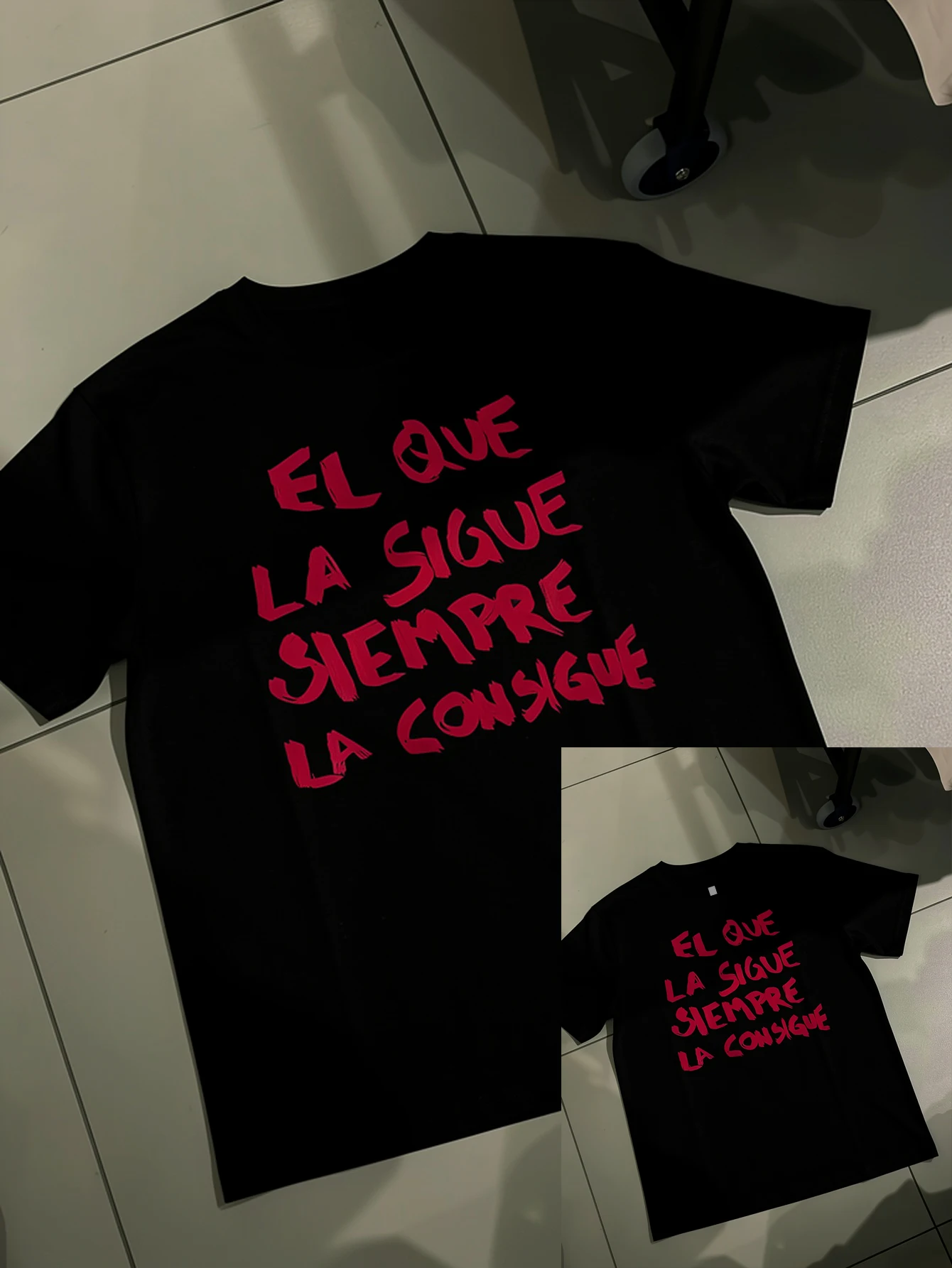 Men's Women T Shirt El Que La Sigue Siempre La Consigue Letter Graphic Tee Casual Y2K Hip Hop Street Style for All Seasons