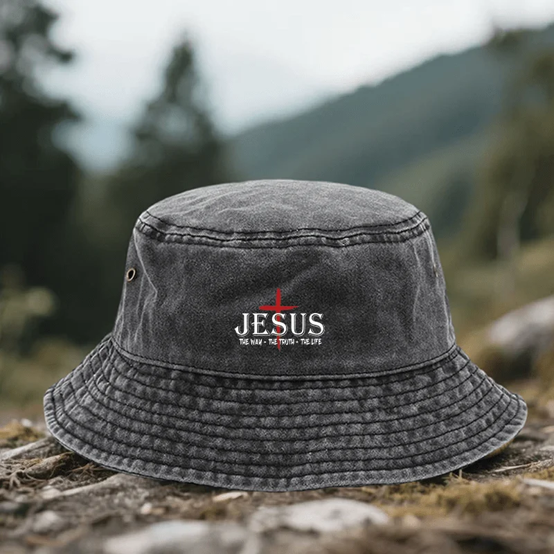 Jesus Cross Print Hat- Adjustable Street-style Religious Hat, Available in Multiple Colors(gray/navy Blue/more) Suitable for Chu