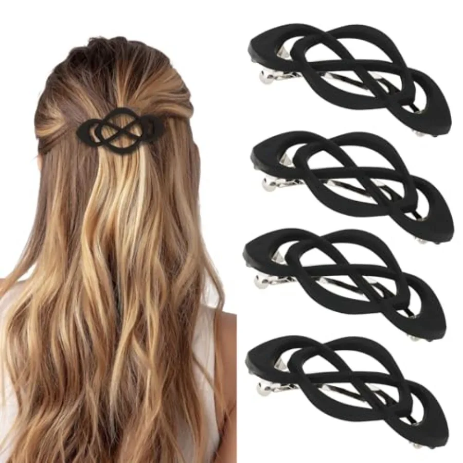 

Black Hair Barrettes for Women 4packs Hair Clips French Hair Barrette Clip for Girls Vintage Hair Clips for Thick Thin Long Sho
