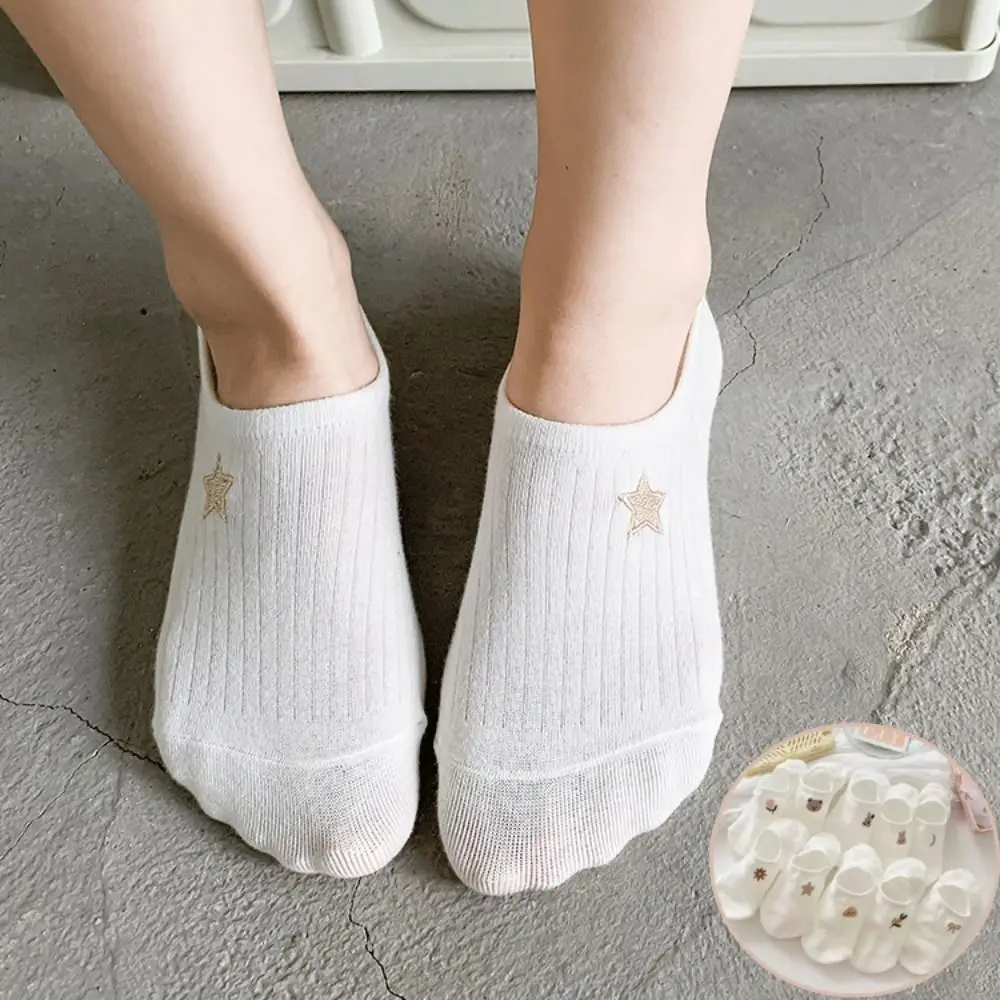 

10 пар тонких носков-лодочек с цветочными животными, нескользящие милые короткие носки с героями мультфильмов, чулочно-носочные изделия, дышащие летние невидимые носки для девочек