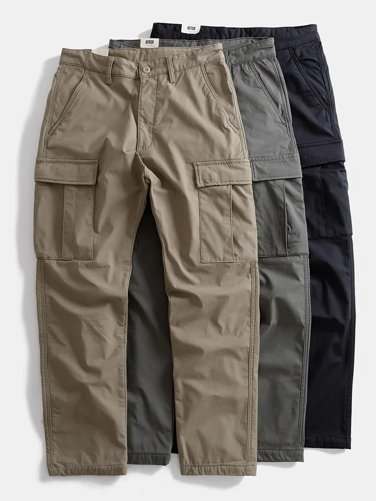 

Мужские рабочие брюки в американском стиле ретро на подкладке с множеством кетов, прямые брюки, свободный крой, повседневные длинные брюки, зимняя одежда