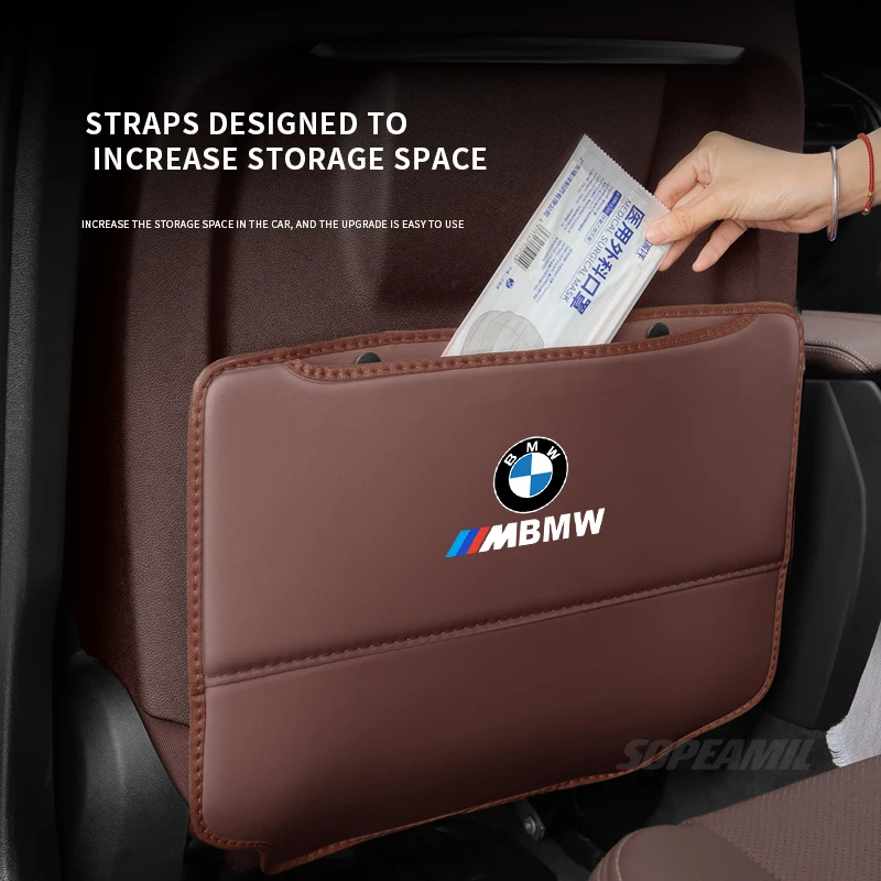 BMW M X1 X3 X5 X6 X7 M3 M4 M5 F10 F15 F25 F30 E36 E39 E46 E60 Car Seat Back Protection Anti-kick Pad Rear Organizer Storage Bag