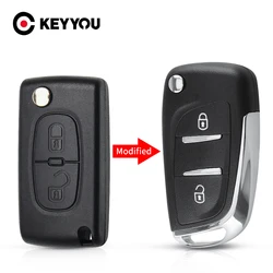 KEYYOU Modified Remote Flip Folding Car Key Shell For Peugeot 107 207 307 307S 306 407 807 Partner VA2/HU83 Blade CE0523