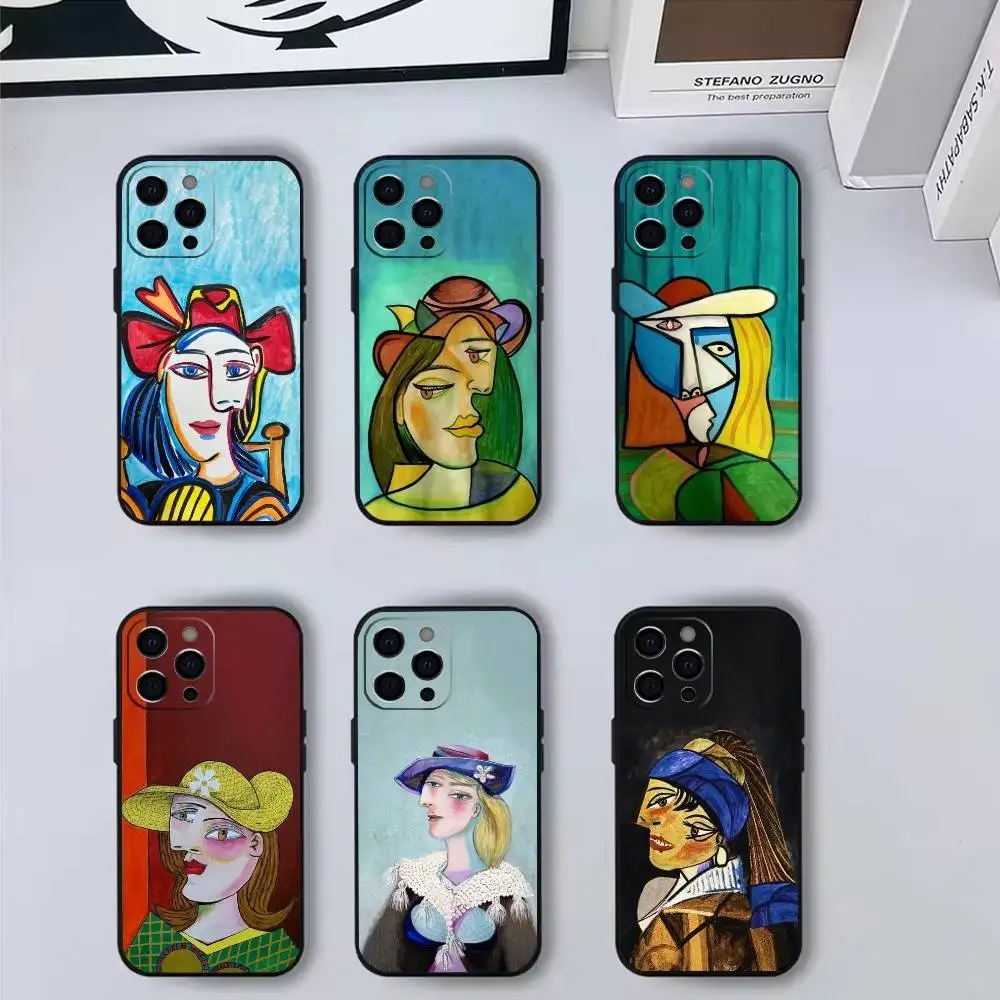 

Abstract Art Painting Phone Case For iPhone 17,16,15,14,13,12,11 Plus,Pro Max,Soft Silicone Black Cover