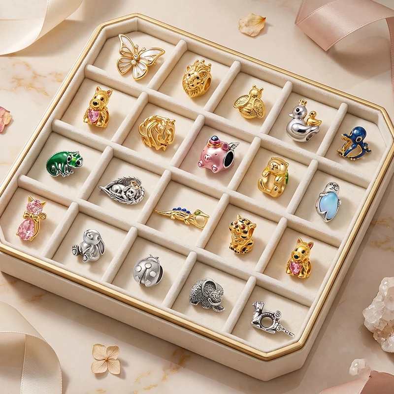 

New Cute Animal Sparkling Charms Angel Cat Dog Butterfly Bee Beads Fit DIY Original Bracelet Necklace Jewelry Accessories Gift