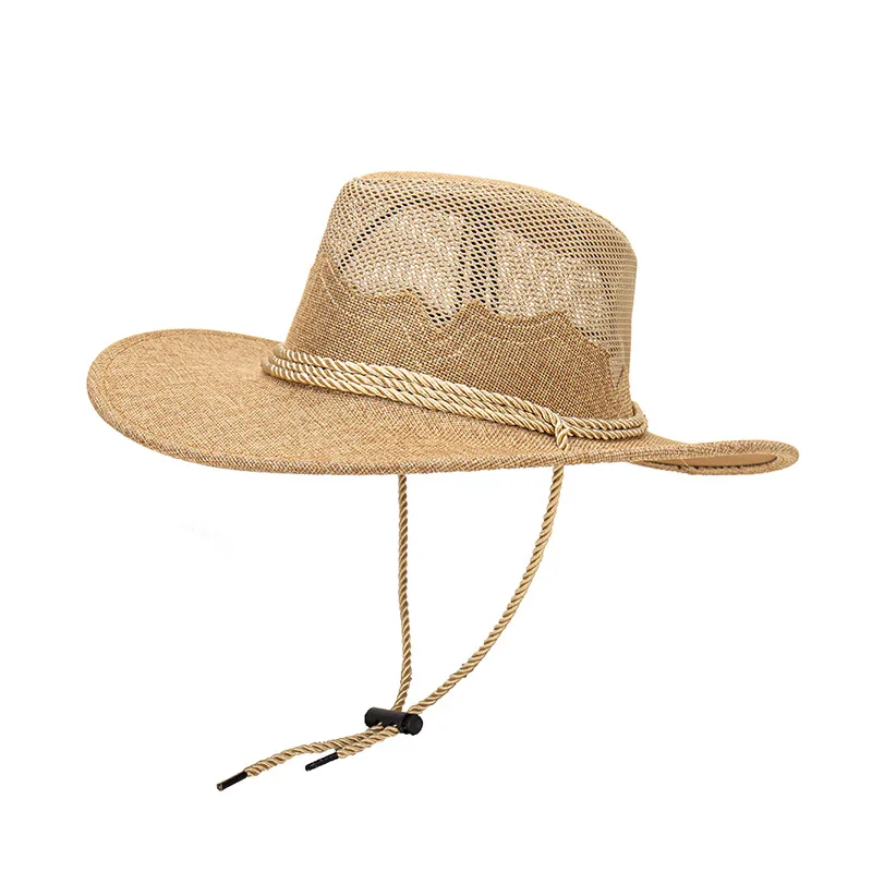 Designer Brand Woven Cowboy Hat for Men and Women Outdoor Beach Sun Cap Protection Jazz Straw Beach Gorras Para Hombres 모자