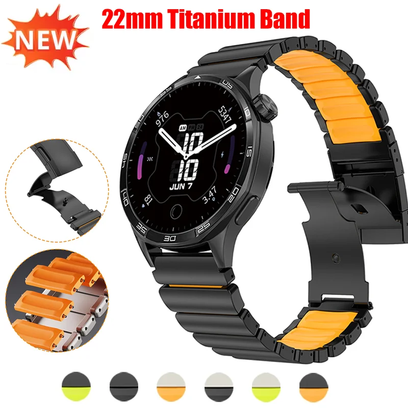 22mm Titanium Metal Band for Huawei Watch GT6Pro GT5/4 46mm Ultimate Luxury Rubber Strap For Amazfit Balance Active 2 for Seiko