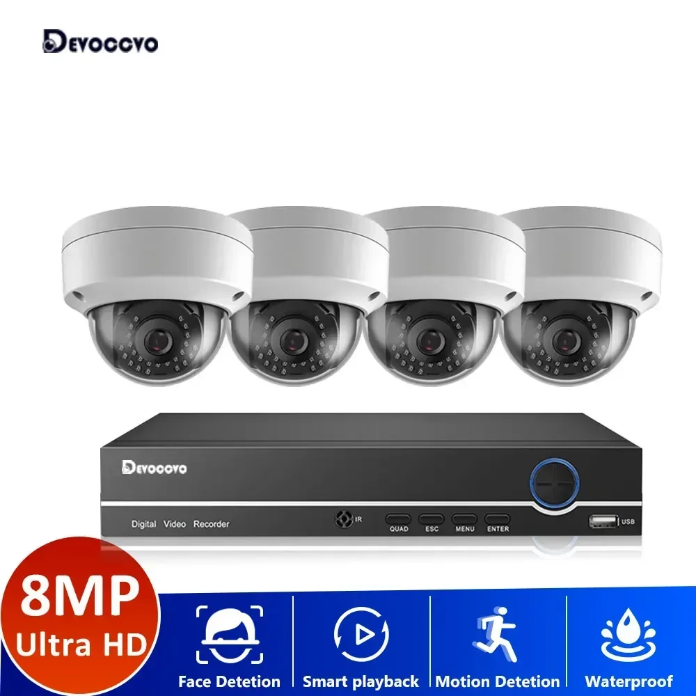 

8MP 4CH H.265 4K Ultra HD CCTV AHD DVR Комплект Открытый BNC Купольная домашняя камера безопасности IP66 Водонепроницаемый комплект видеонаблюдения