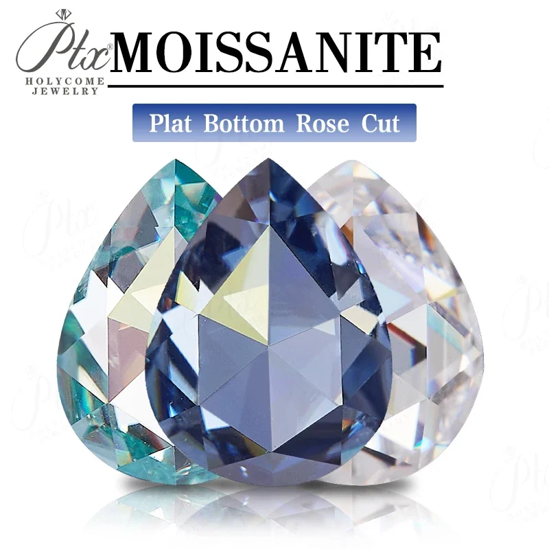 Pear Multicolor Moissanite Flat Bottom Rose Cut Loose Diamonds Ideal for Fine Jewelry Design Rings Earrings and Accessories