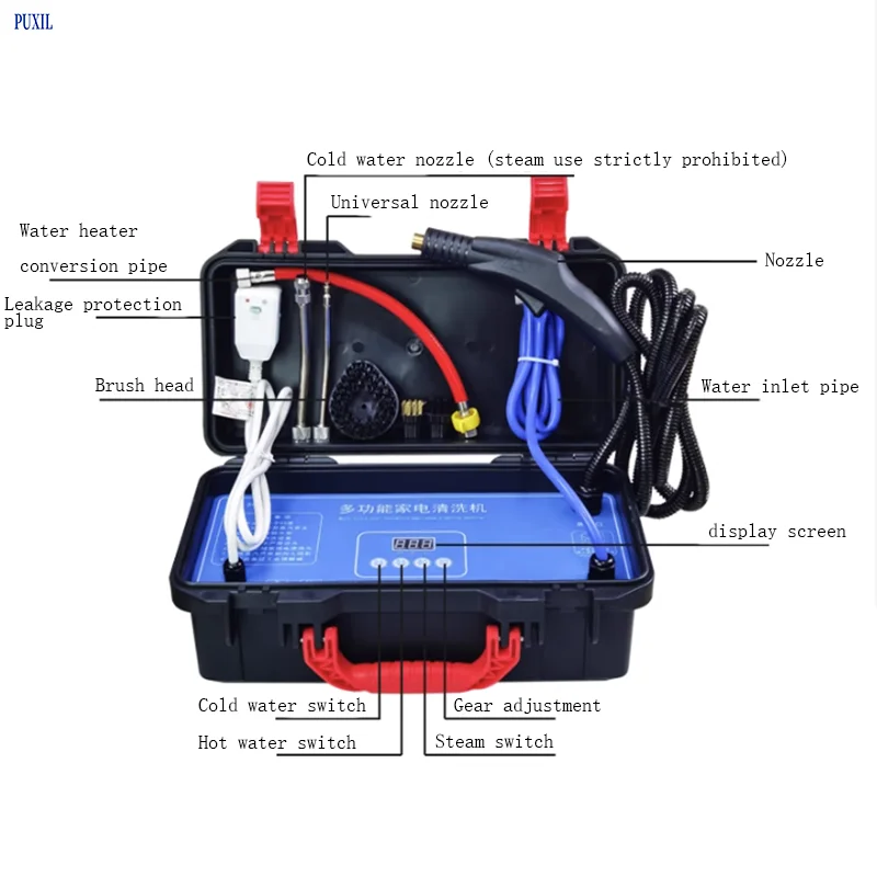 3000W Steaming Cleaner High Temperature Electric Steaming Cleaning Machine High Pressure Air Conditioner Range Hood Car 110/220V