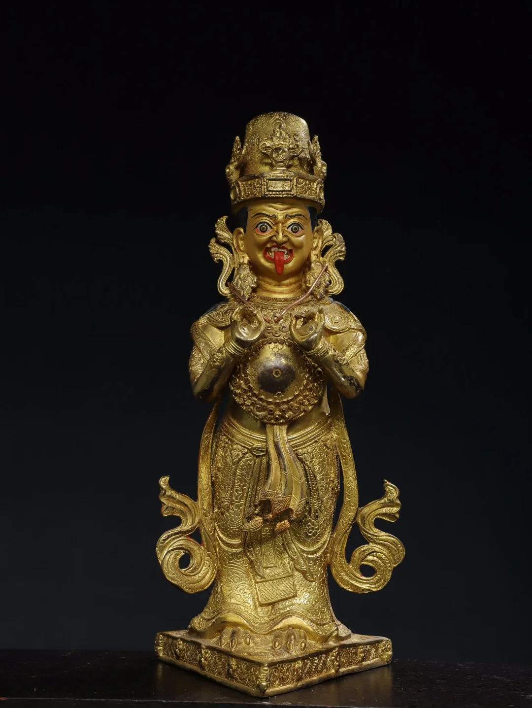 Tibetan Brass Gilt Face Painting Zakiram Tara Guanyin Buddha Statue Home Buddhist Hall Supplies 41cm