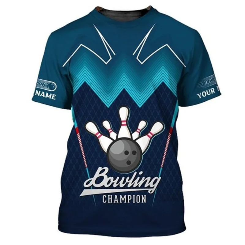 

Bowling T-Shirt Custom Name 3D Print Casual Short Sleeve Oversized Tee Shirt Gift For Bowlers New In Men's Bowling Club T-shirts