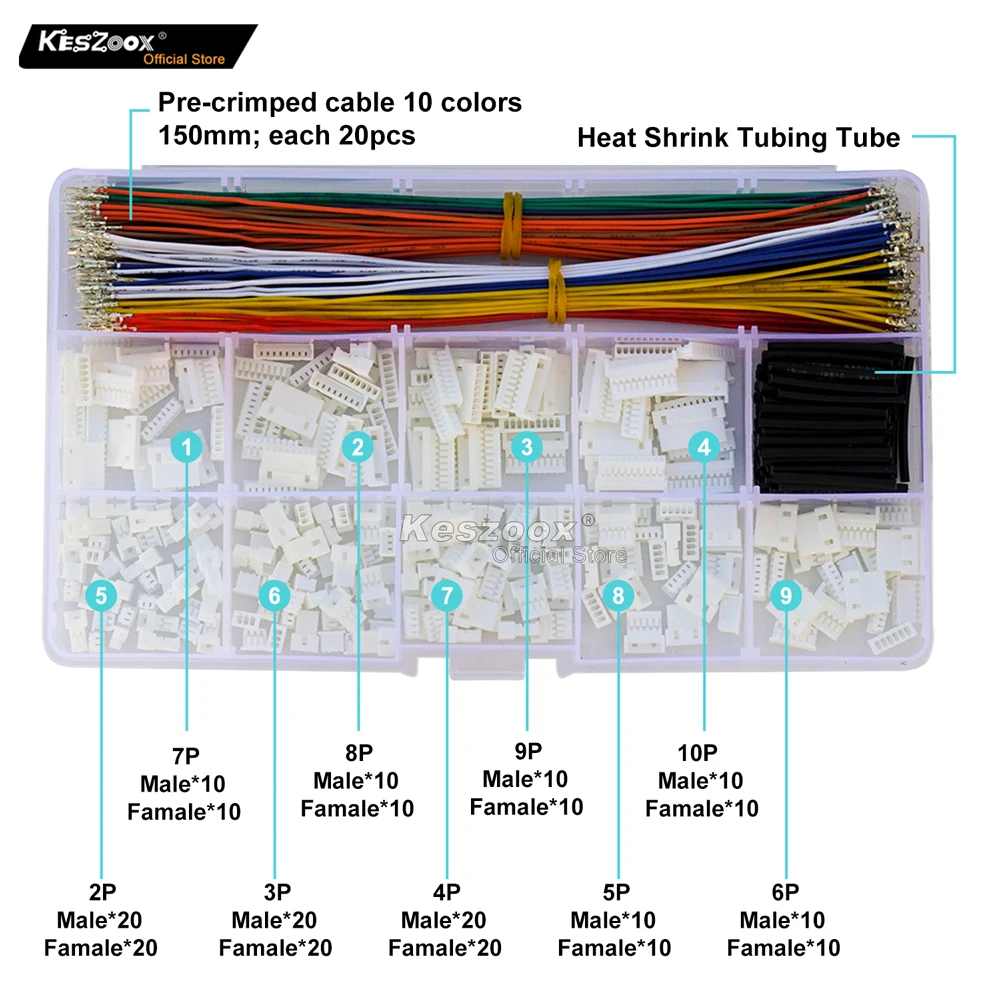 Imagem -02 - Kit de Conector Macho e Fêmea Fio Terminal de Crimpagem para Transmissor de Vídeo Pixhawk Apm2.8 p p p p p p p p 10p Yoeruyo-mx1.25 mm