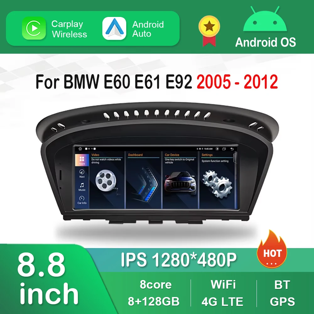 8.8 inch for BMW E60 E61 E92 2005 - 2012 CCC CIC System 4G WiFi GPS 1920*720P Android Car Radio Video Multimedia Player