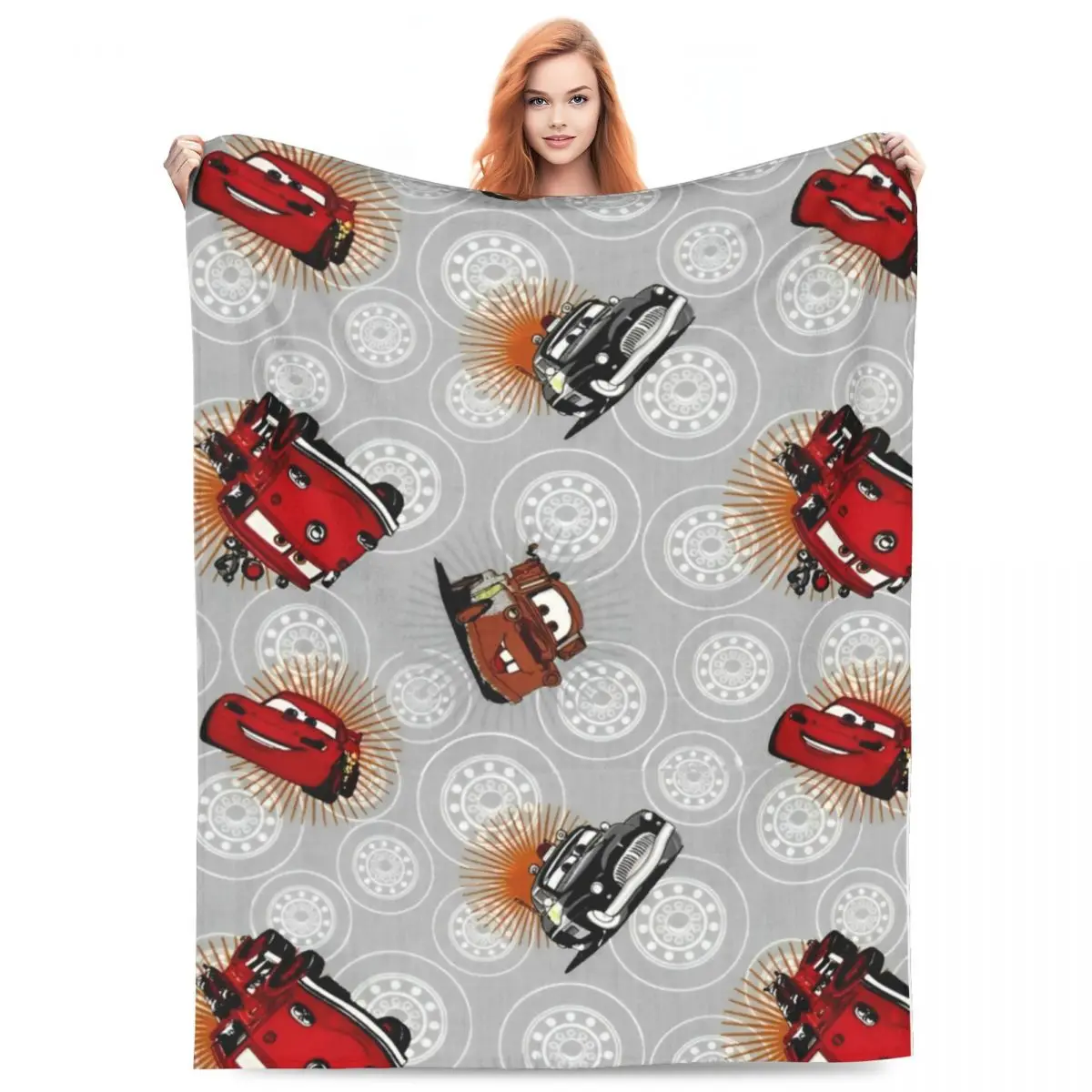 

Life Is A Highway Lightning McQueen Flannel Blankets Cars Customized Throw Blankets for Bed Sofa Couch 150*125cm Bedspreads