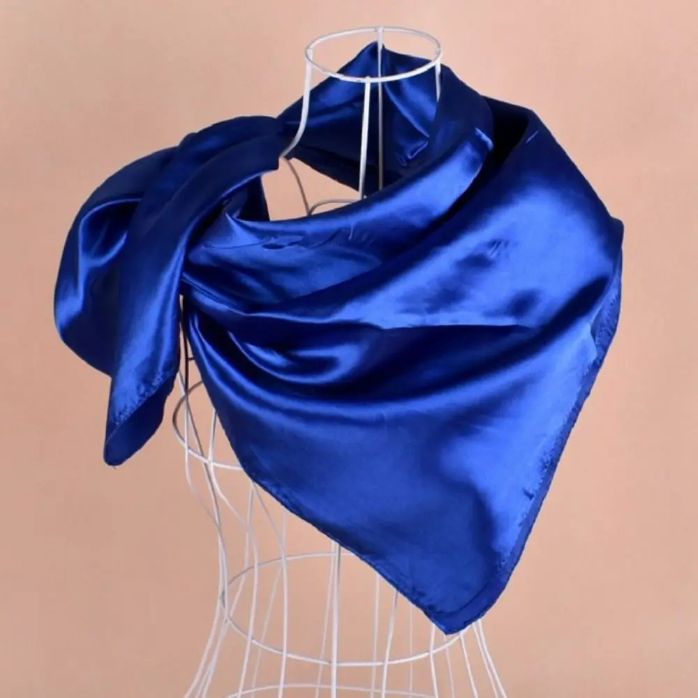 Women Head Scarf Square Silk Foulard Satin Bandana Cheveux Neckerchief Hijab Hair scarves Solid Color Head Scarf