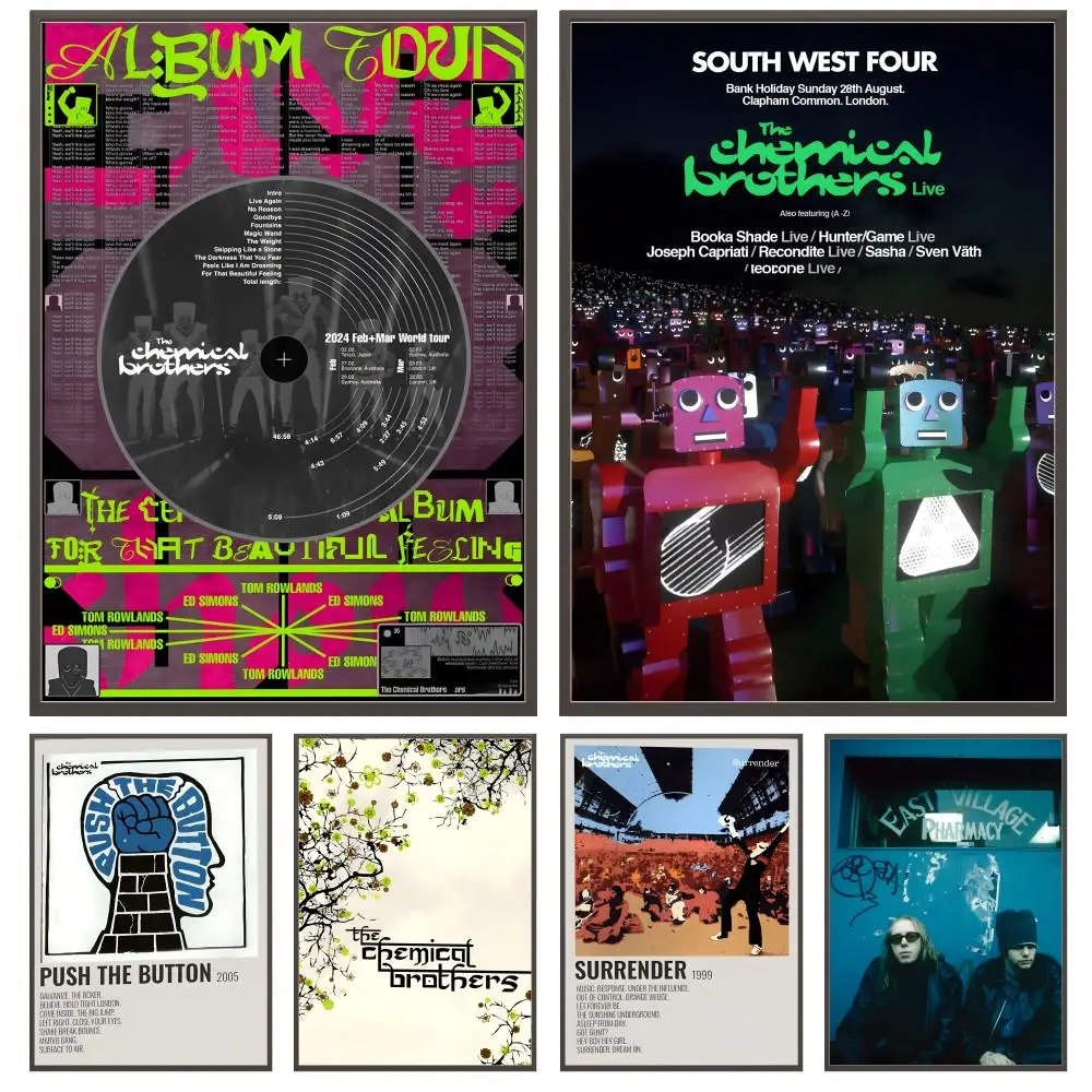 T-The Chemical Brothers Poster Versatile HD Waterproof Wall Art Self-Adhesive Decor for Any Space Ideal Gift