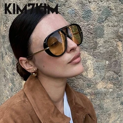 Oversized Oval Punk Pilot Sunglasses Women 2026 Luxury Brand Fashion Double Beam Metal Eyewear For Ladies Vintage Shades UV400