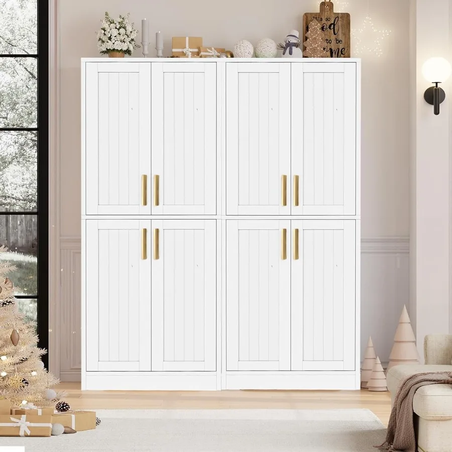 خزانة مخزن المطبخ، خزانة تخزين طويلة مع أرفف قابلة للتعديل و4 أبواب، خزانة قائمة بذاتها لـ Dinin