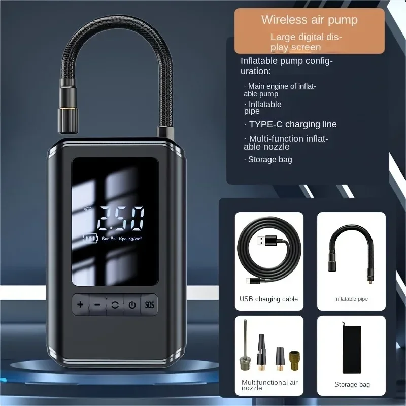 

Electric Air Pump 4000mAh Battery Portable Air Pump Rechargeable with Digital Display Handheld Wireless with LED Light